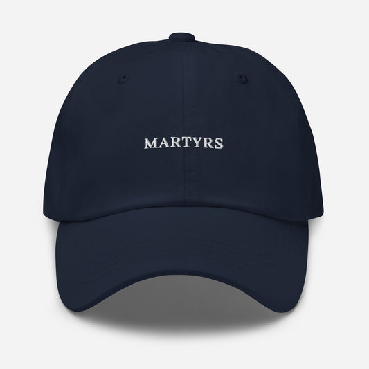 Martyrs - NAVY Classic Dad hat - WHITE FONT broderie